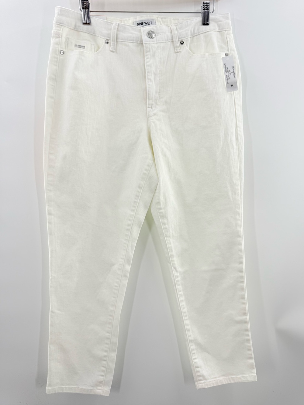 NWT Nine West Gramercy Crop Straight Slim Jeans White  Size 12 - Picture 2 of 11